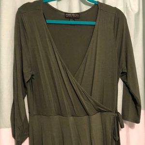 Green wrap dress